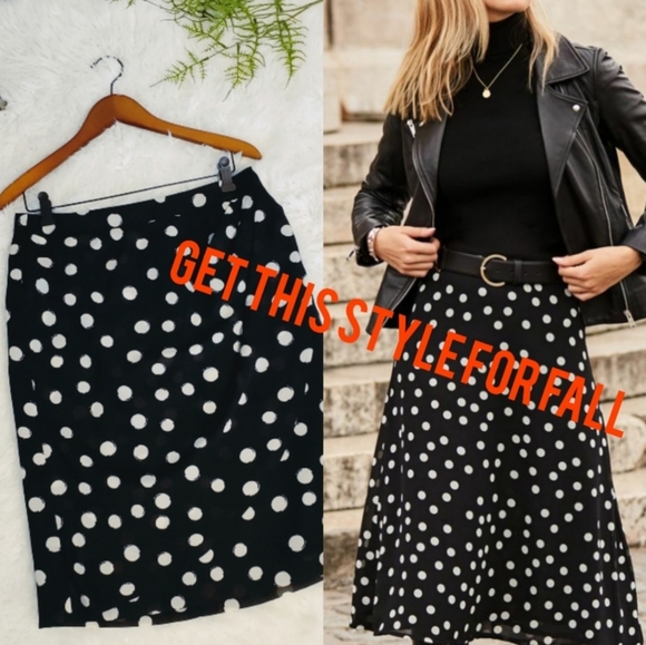 Jones New York Black White Polka Dot Pencil Skirt Size 8 - Picture 1 of 7